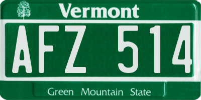 VT license plate AFZ514