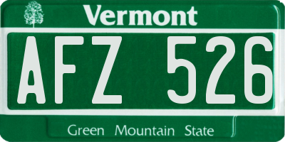 VT license plate AFZ526