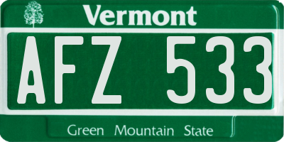 VT license plate AFZ533