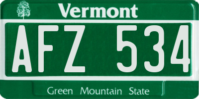 VT license plate AFZ534