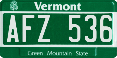 VT license plate AFZ536