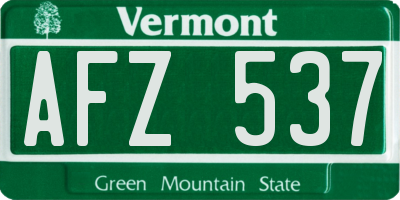VT license plate AFZ537