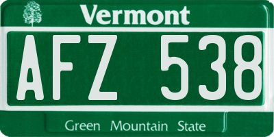 VT license plate AFZ538