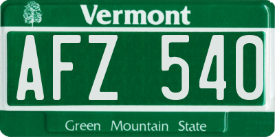 VT license plate AFZ540
