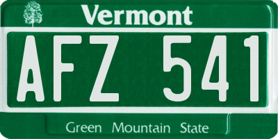 VT license plate AFZ541