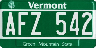 VT license plate AFZ542