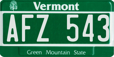 VT license plate AFZ543