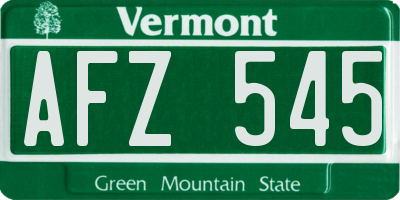 VT license plate AFZ545
