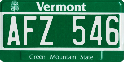 VT license plate AFZ546