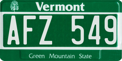 VT license plate AFZ549