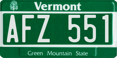 VT license plate AFZ551