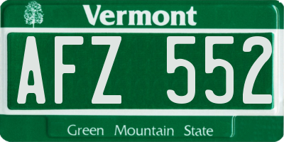 VT license plate AFZ552