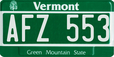 VT license plate AFZ553
