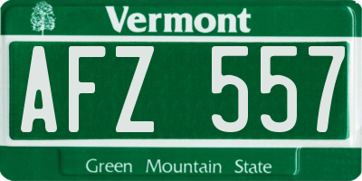 VT license plate AFZ557
