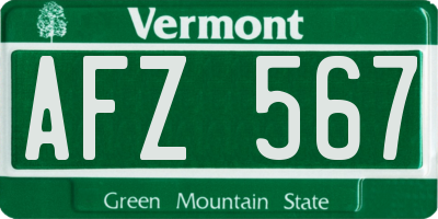 VT license plate AFZ567