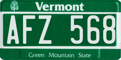 VT license plate AFZ568
