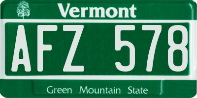 VT license plate AFZ578