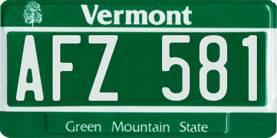 VT license plate AFZ581
