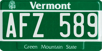 VT license plate AFZ589
