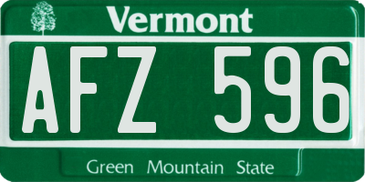 VT license plate AFZ596