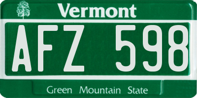 VT license plate AFZ598