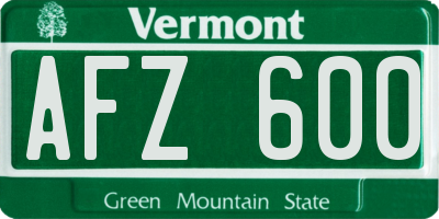 VT license plate AFZ600