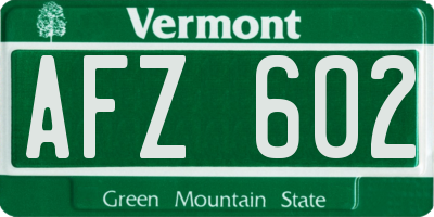 VT license plate AFZ602