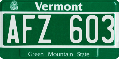 VT license plate AFZ603