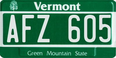 VT license plate AFZ605