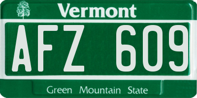VT license plate AFZ609