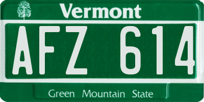 VT license plate AFZ614