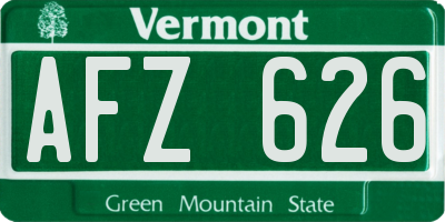 VT license plate AFZ626