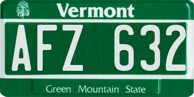 VT license plate AFZ632
