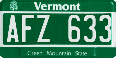 VT license plate AFZ633