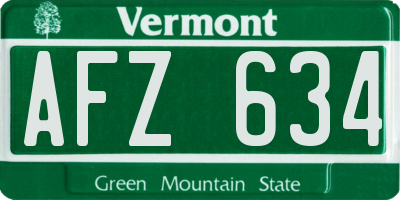 VT license plate AFZ634
