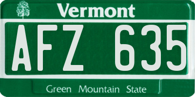 VT license plate AFZ635