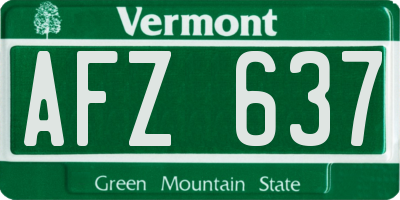 VT license plate AFZ637
