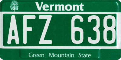 VT license plate AFZ638