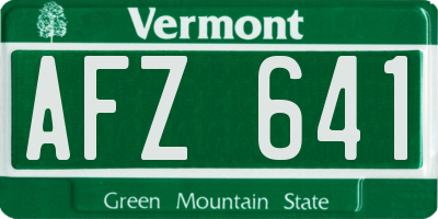 VT license plate AFZ641