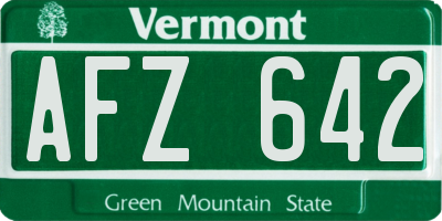 VT license plate AFZ642