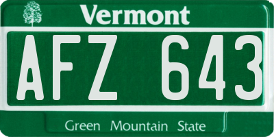 VT license plate AFZ643