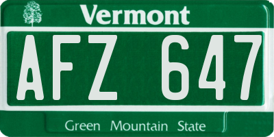 VT license plate AFZ647