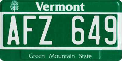 VT license plate AFZ649