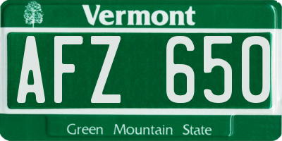 VT license plate AFZ650