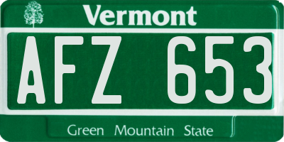 VT license plate AFZ653