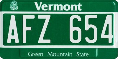 VT license plate AFZ654