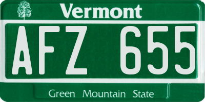 VT license plate AFZ655