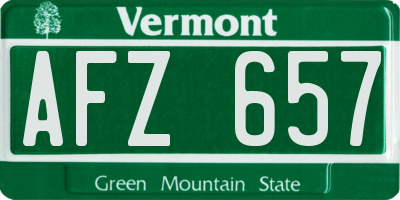 VT license plate AFZ657