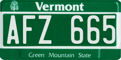 VT license plate AFZ665