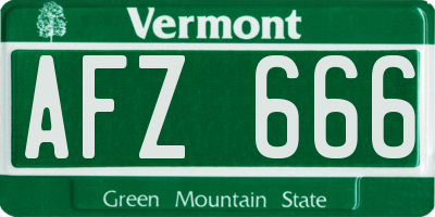 VT license plate AFZ666